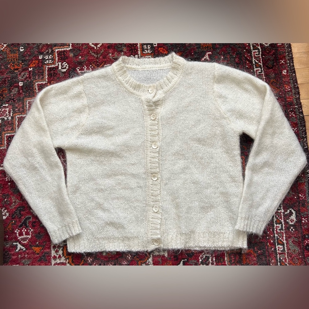 Classic Cream Button-Front Women’s Cardigan Sweater